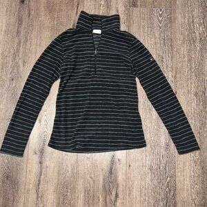 Columbia Fleece Jacket Half Zip Blue Black Striped Women’s Size S Small